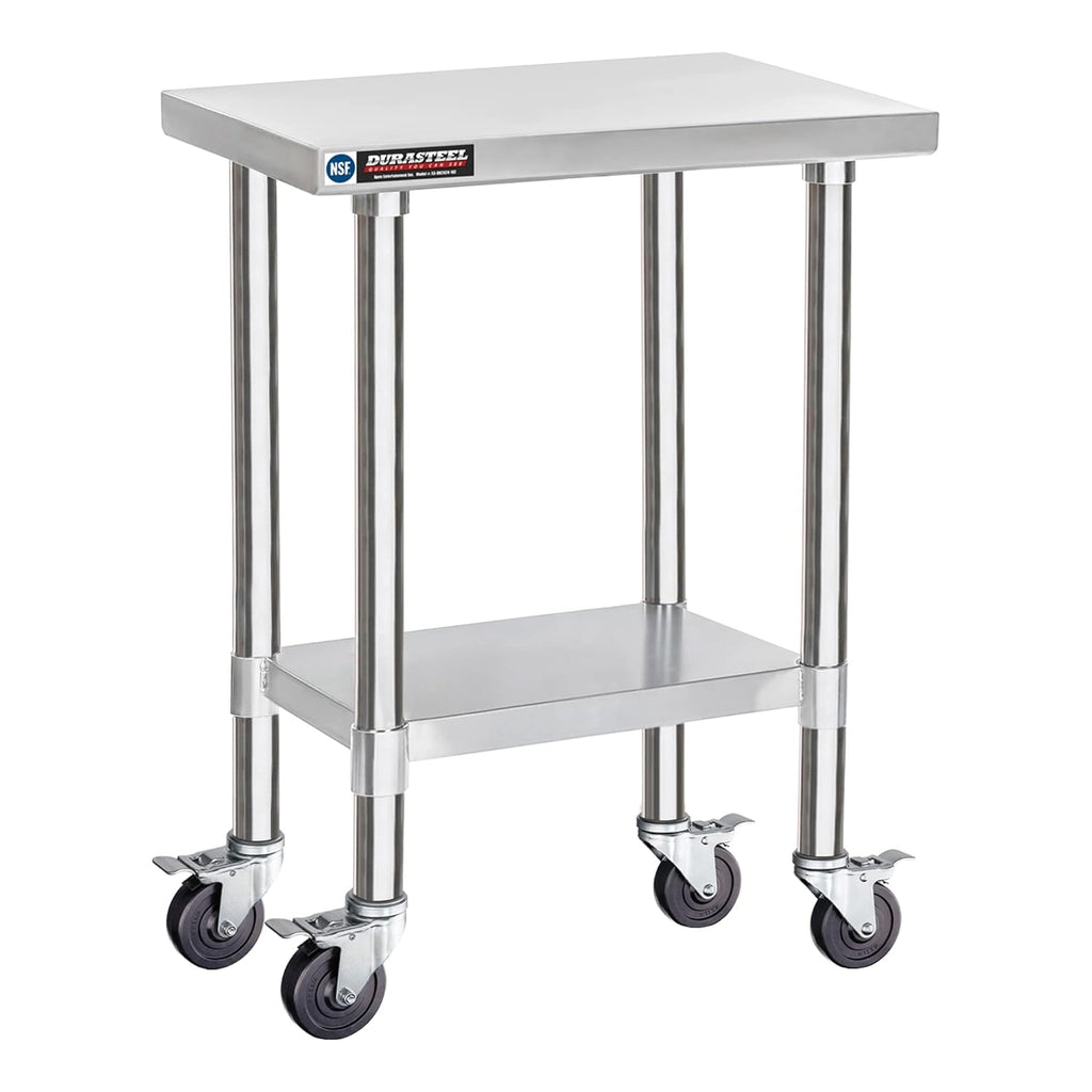 Stainless Steel 24 x 18 Inch Metal Work Table Cart with Caster Wheel N82682