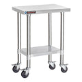 Stainless Steel 24 x 18 Inch Metal Work Table Cart with Caster Wheel N82682