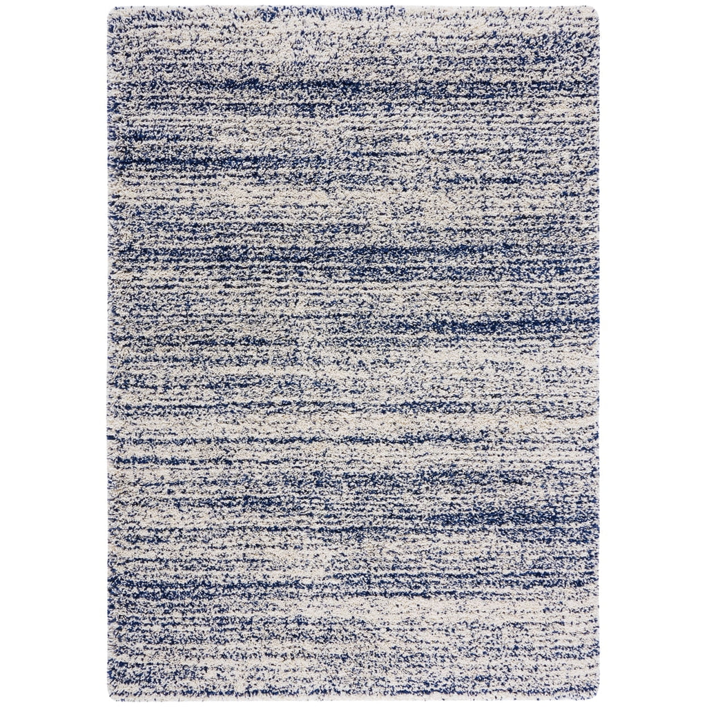 Ivory/Navy Striped Shag Area Rug O1008