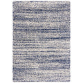 Ivory/Navy Striped Shag Area Rug O1008