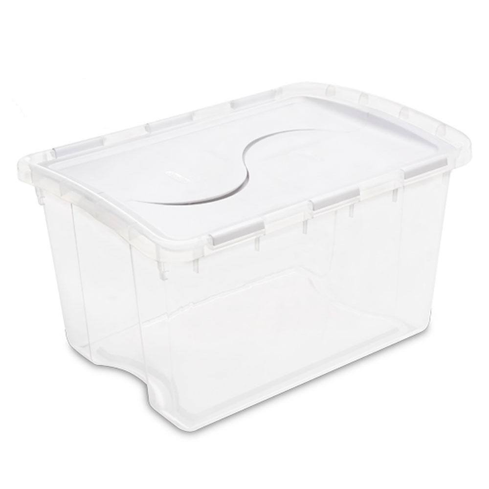48 Quart Clear Hinged Lid Storage Box Tote (30 Pack) K337