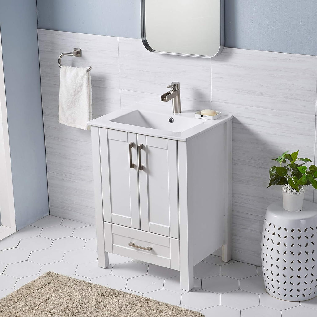 White 24 inch Bathroom Vanity with Sink P5694