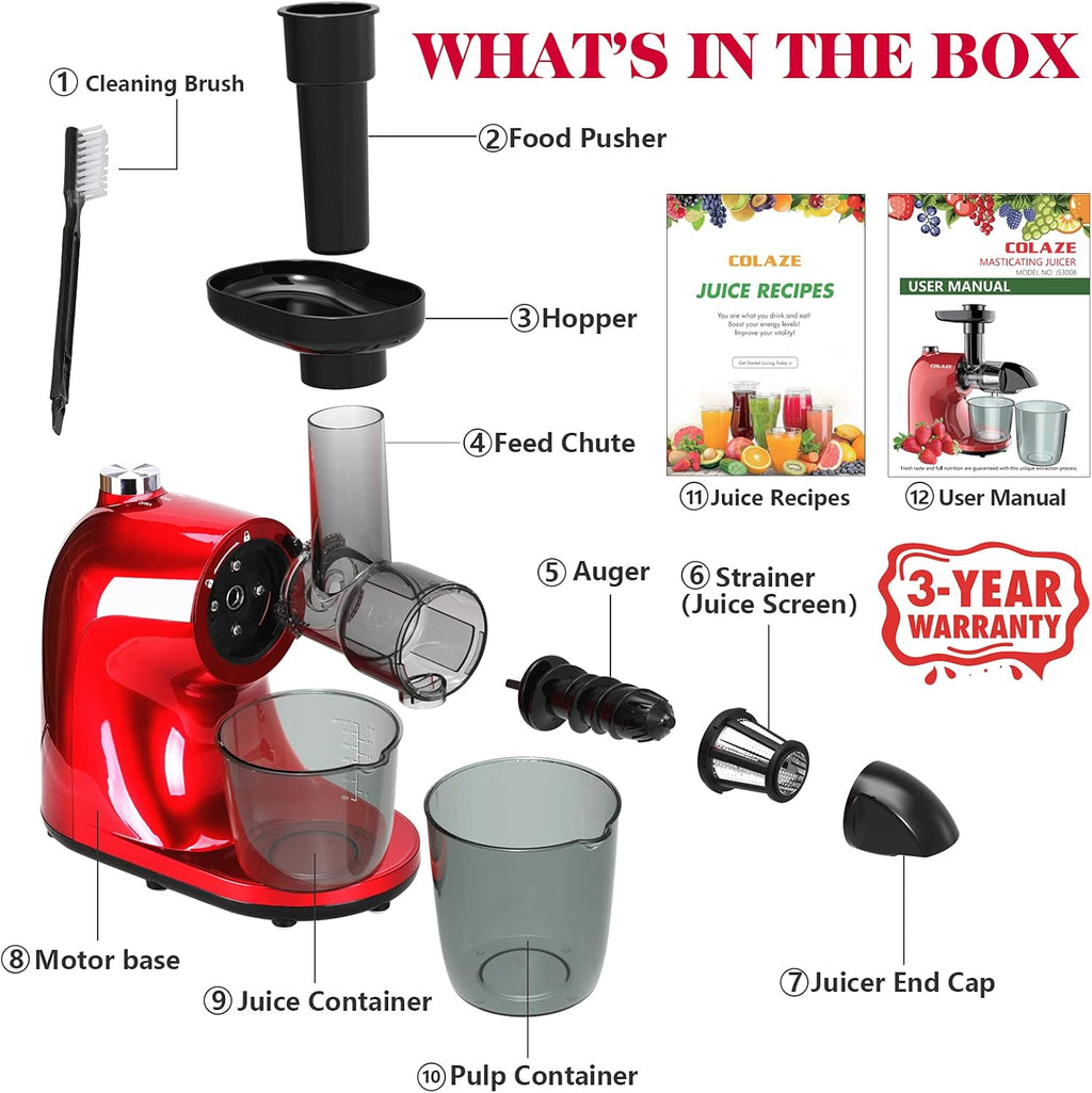 Slow Masticating Juicer with 2 Speed and Reverse Function C60206