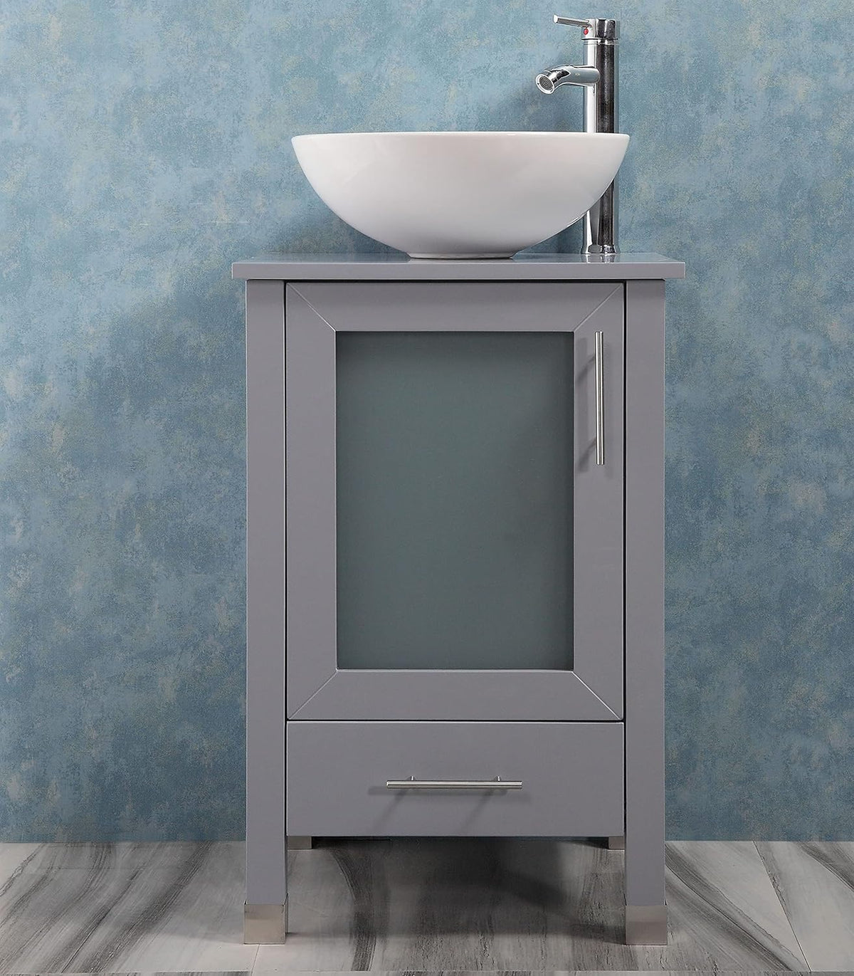 Black Bathroom Vanity with Sink and Stainless Steel Faucet J1481