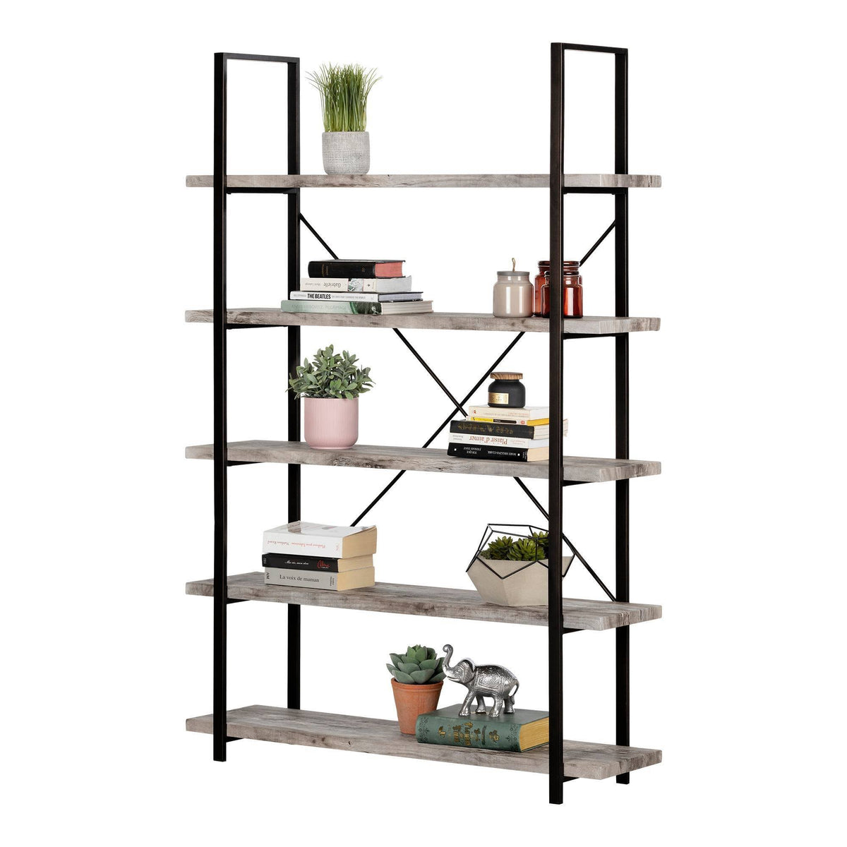 5-Shelf Shelving Unit Driftwood Gray R6065