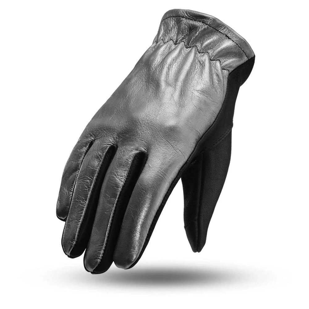 Black Leather Motorcycle Gloves V298