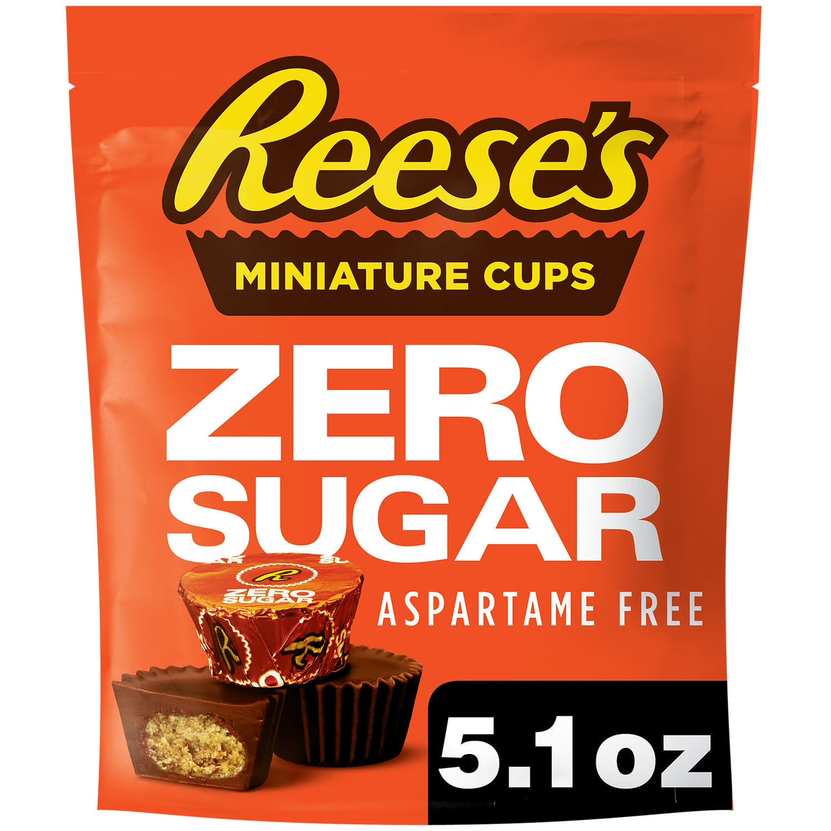 Zero Sugar Peanut Butter Cups Candy, Bag 5.1 oz F306936