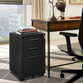 Black 3-Drawer Metal Mobile Vertical Filing Cabinet G874