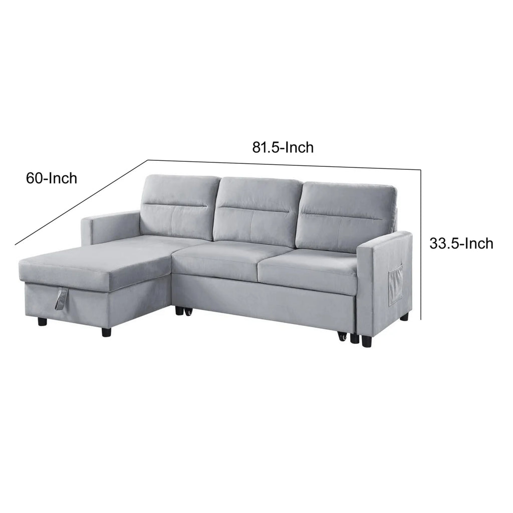 Gray Reversible Sleeper Sofa with Chaise W8930
