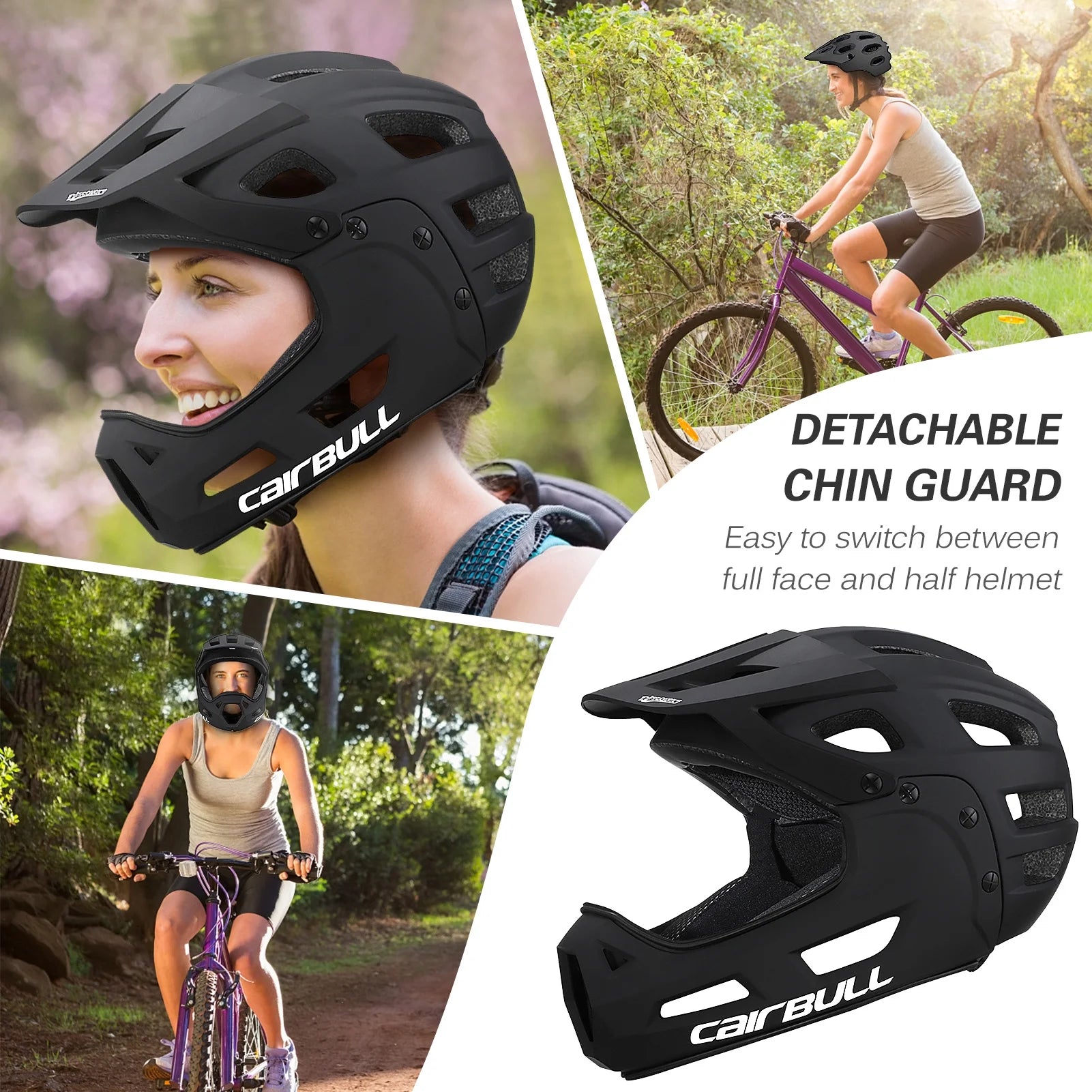 Full Face Bike Adult Cycling Helmet with Detachable Chin Guard and Visor Y1522