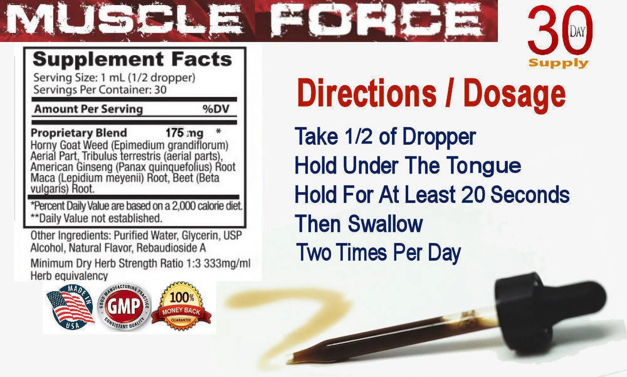 Muscle Force Max Strength & Endurance Drops 175mg D1056