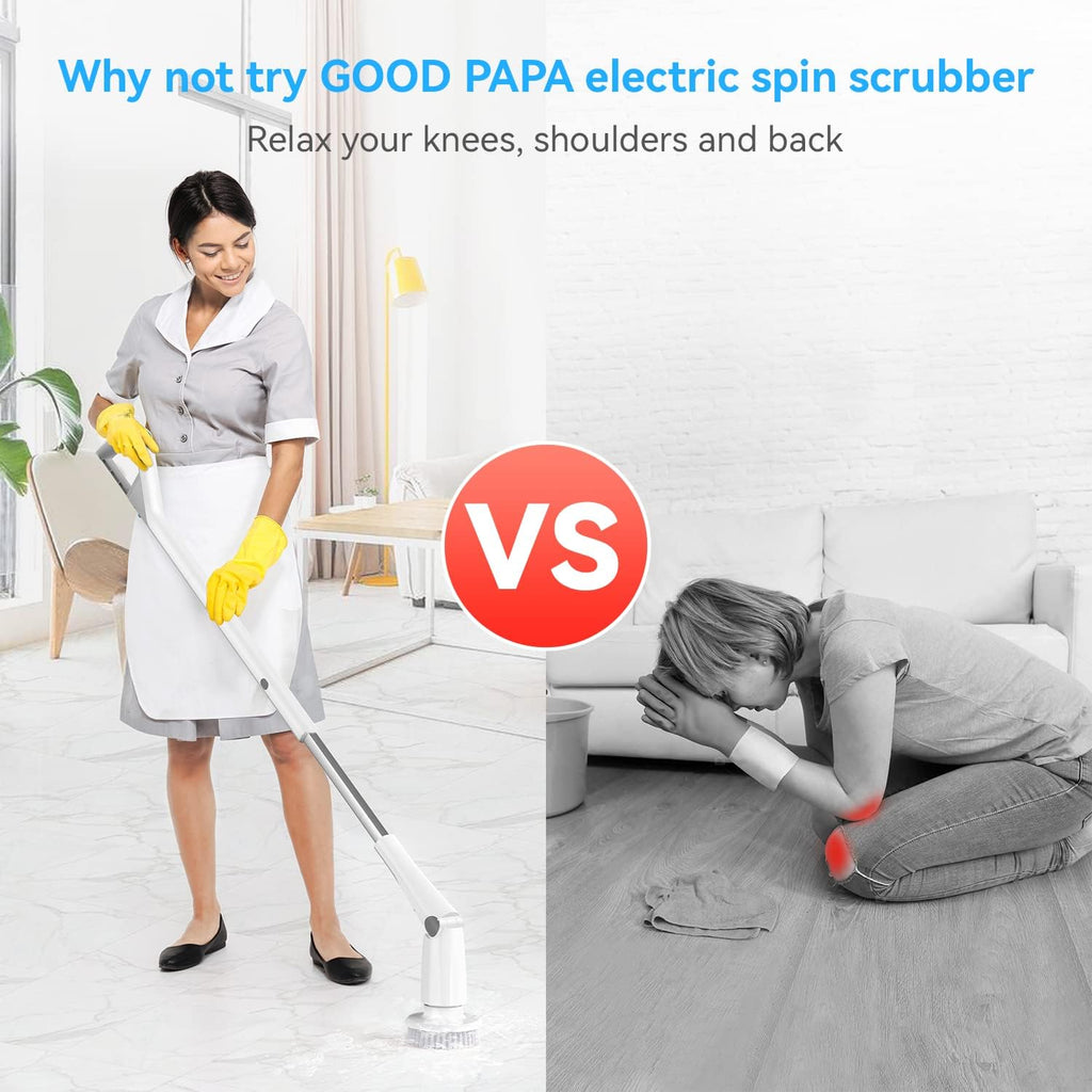 Electric Spin Scrubber with 4 Replaceable Cleaning Brush Head, Adjustable Extension Handle, Pack of 2 W746