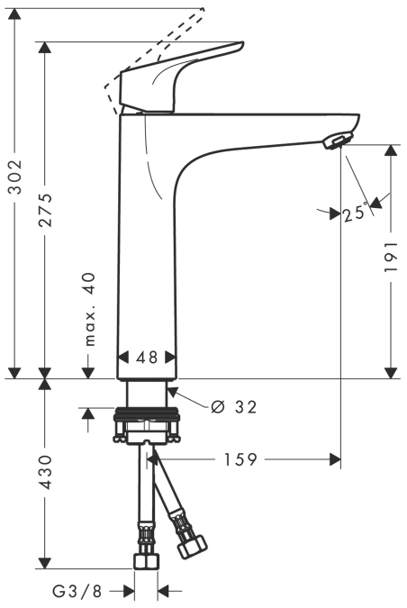 Single Lever Basin Mixer 190 Without Waste Set I194360