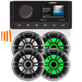 Marine AM/FM/BT Stereo with 2 Pair 6.5" Shallow Mount RGB Speakers A542217