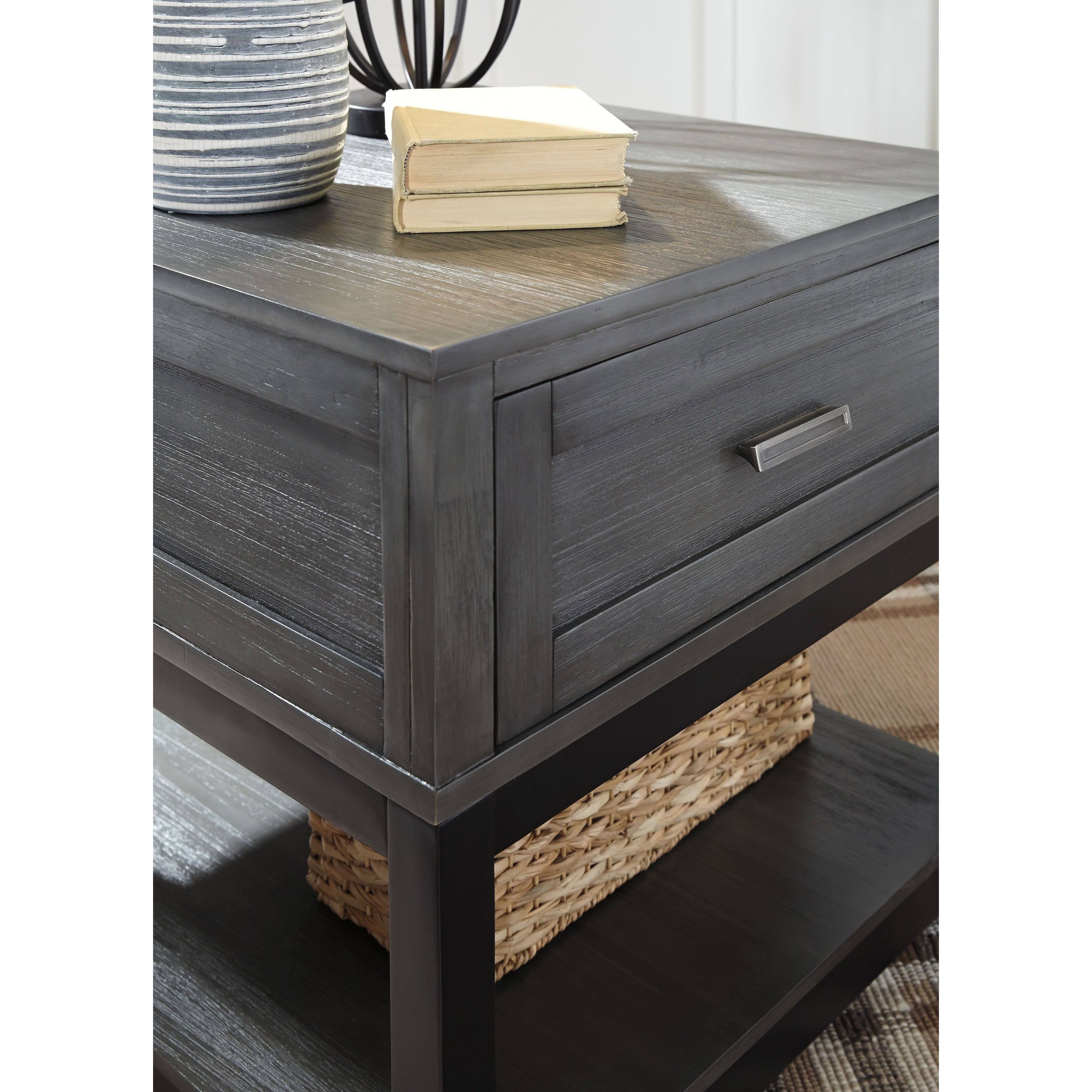 Gray Black Rectangular End Table W49522