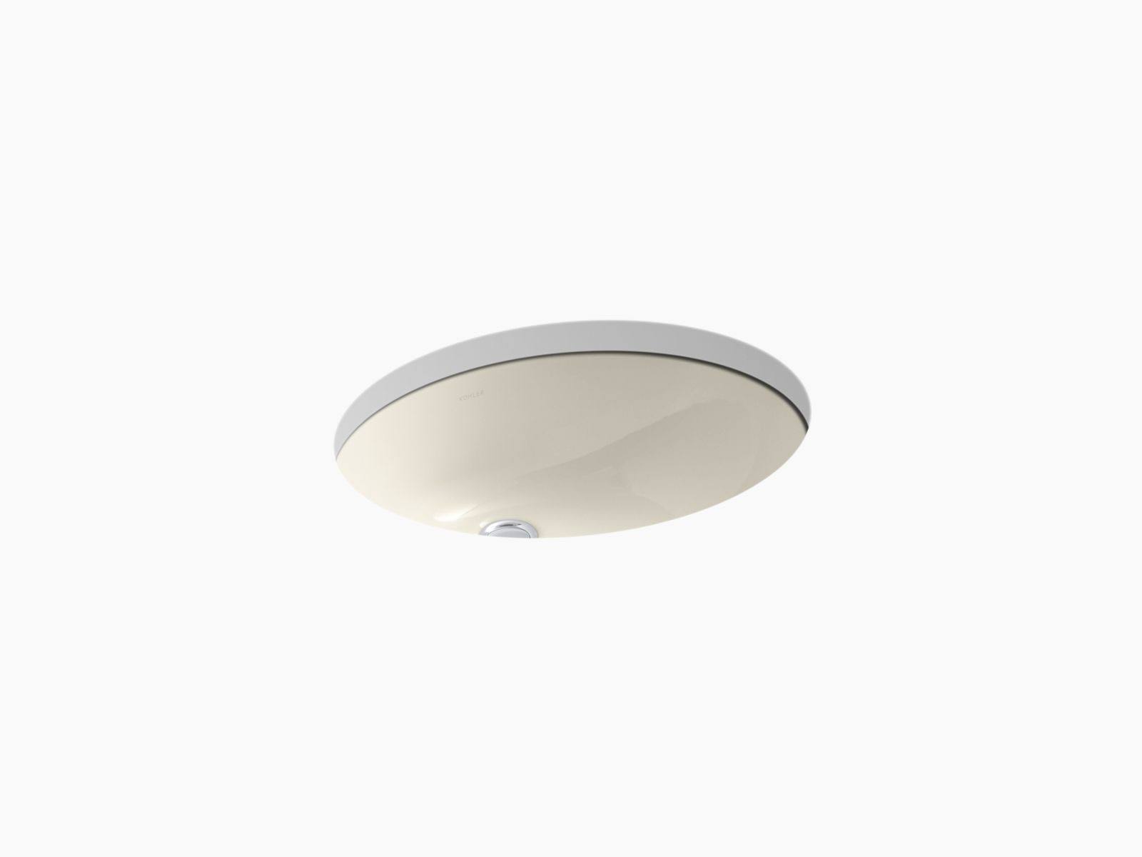 Almond Oval Undermount Bathroom Sink with Overflow I634