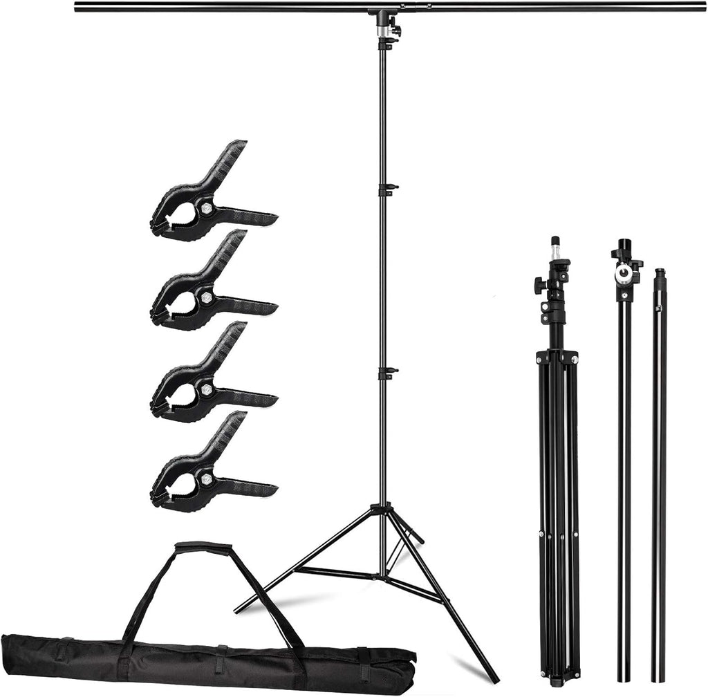 Portable 8.5ft Tall Adjustable Photography Backdrop Stand with 4 Spring Clamps & Carrying Bag W287055