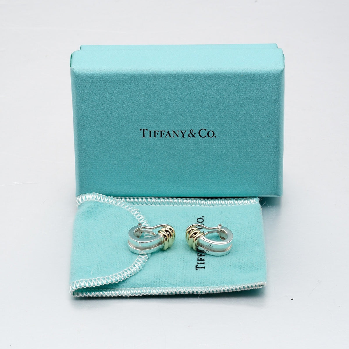 Grooved Earrings Silver 925 Yellow Gold F121