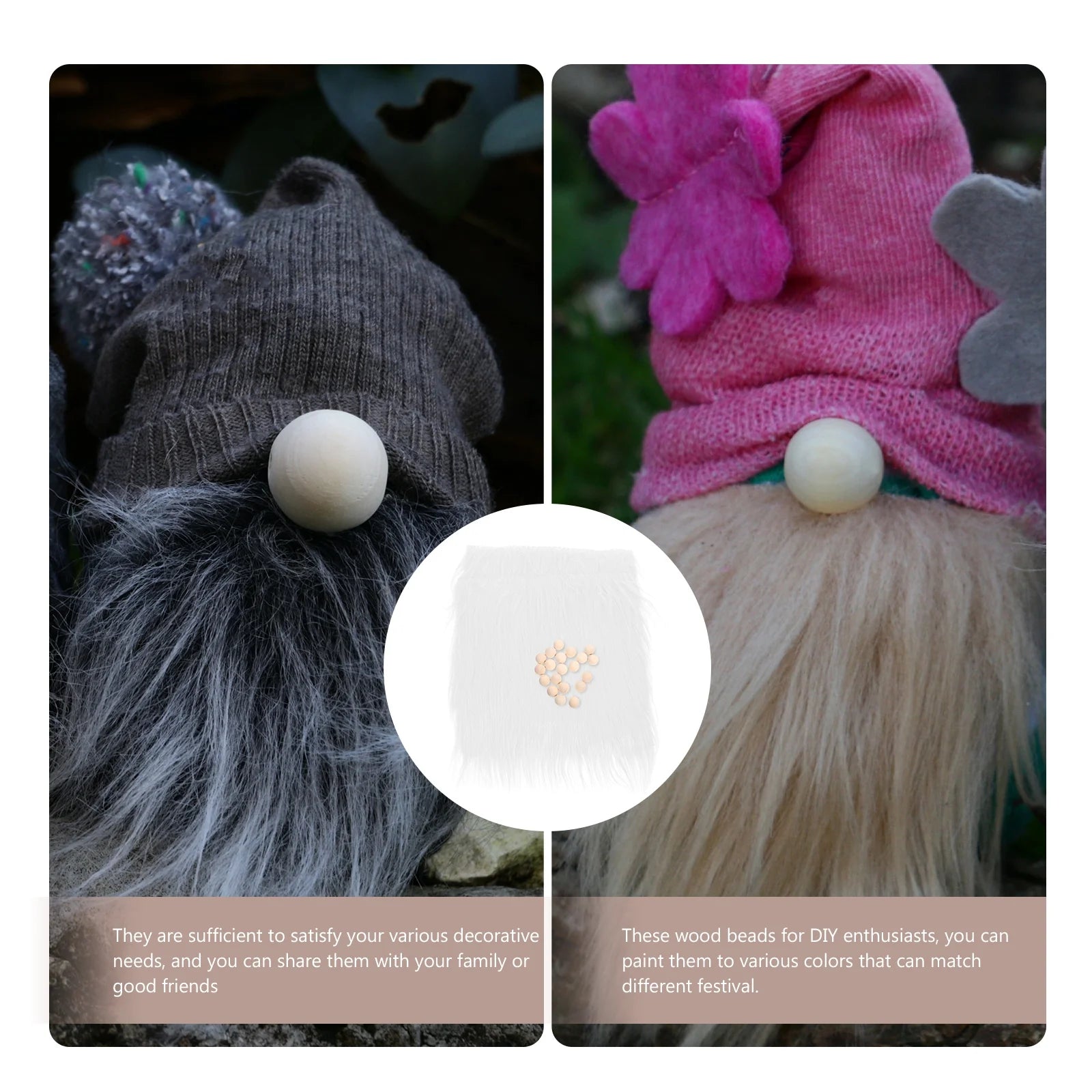 Craft Supply Decoration Gnome Doll DIY Making Supplies Including Square Faux Fur Fabric Wooden Balls D993477