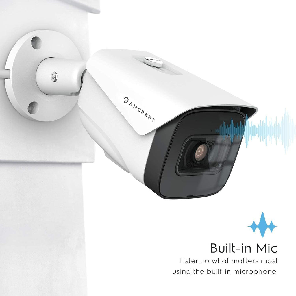 4K AI POE Bullet IP Camera, 98ft Night Vision, 2.8mm Lens, IP67 Weatherproof, White B314624