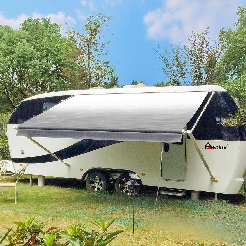 White Manual Modular Retractable RV Awning Full Set Assemblies 10x8 Ft G67208