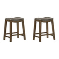 24x22 Counter Height Wooden Saddle Seat Barstool, Gray Brown (2 Pack) G4131