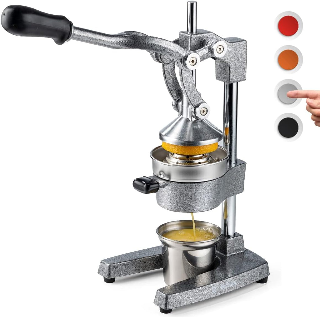 Cast Iron Citrus Juicer Manual Hand Press with Stainless Steel Cup (Red) C71931