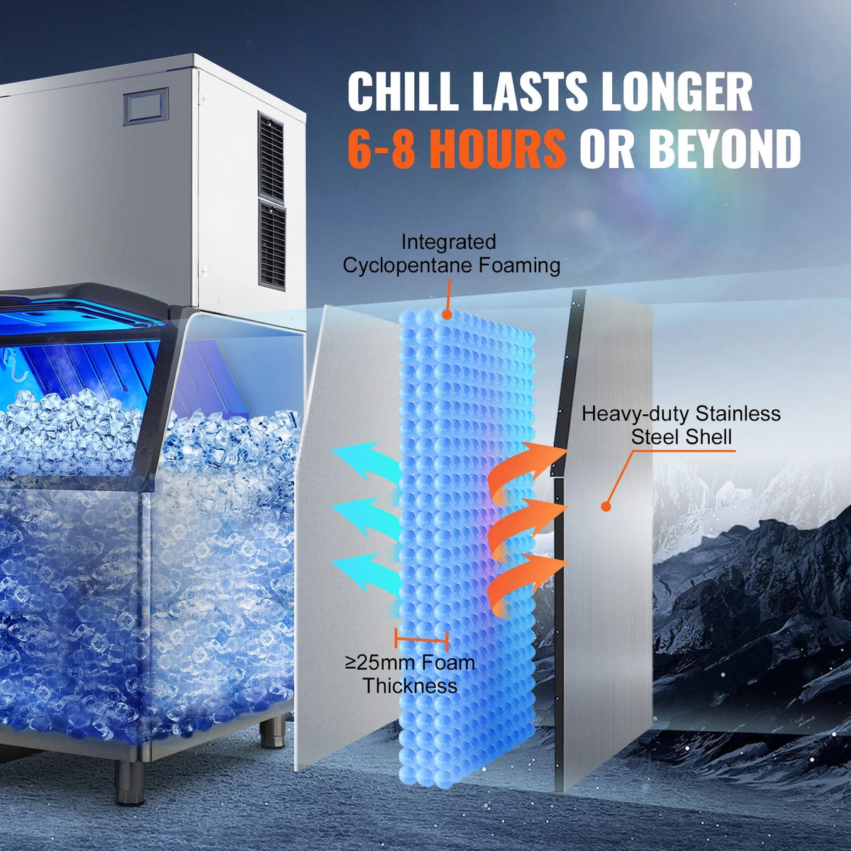 Commercial Ice Maker with 30.7 lb Storage Container X80711