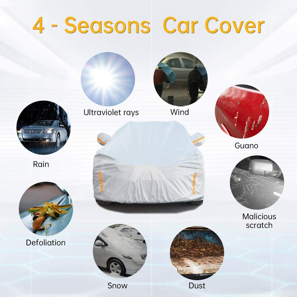 6 Layers Waterproof Cotton Car Cover with Zipper A287461