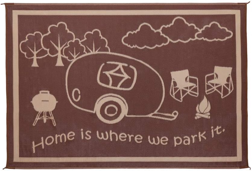 Black/White 8-Feet x 18-Feet RV Home Mat N20402