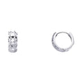14k White Gold Diamond Cut Huggies Hoop Earrings 7mm x 5mm Q598