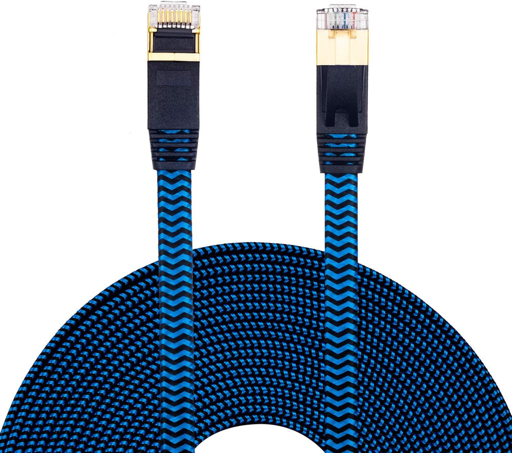 Cat 7 Ethernet Cable 100 ft Nylon Braided Flat Network Patch Cord RJ45 LAN Cable Pack of 2 T96852