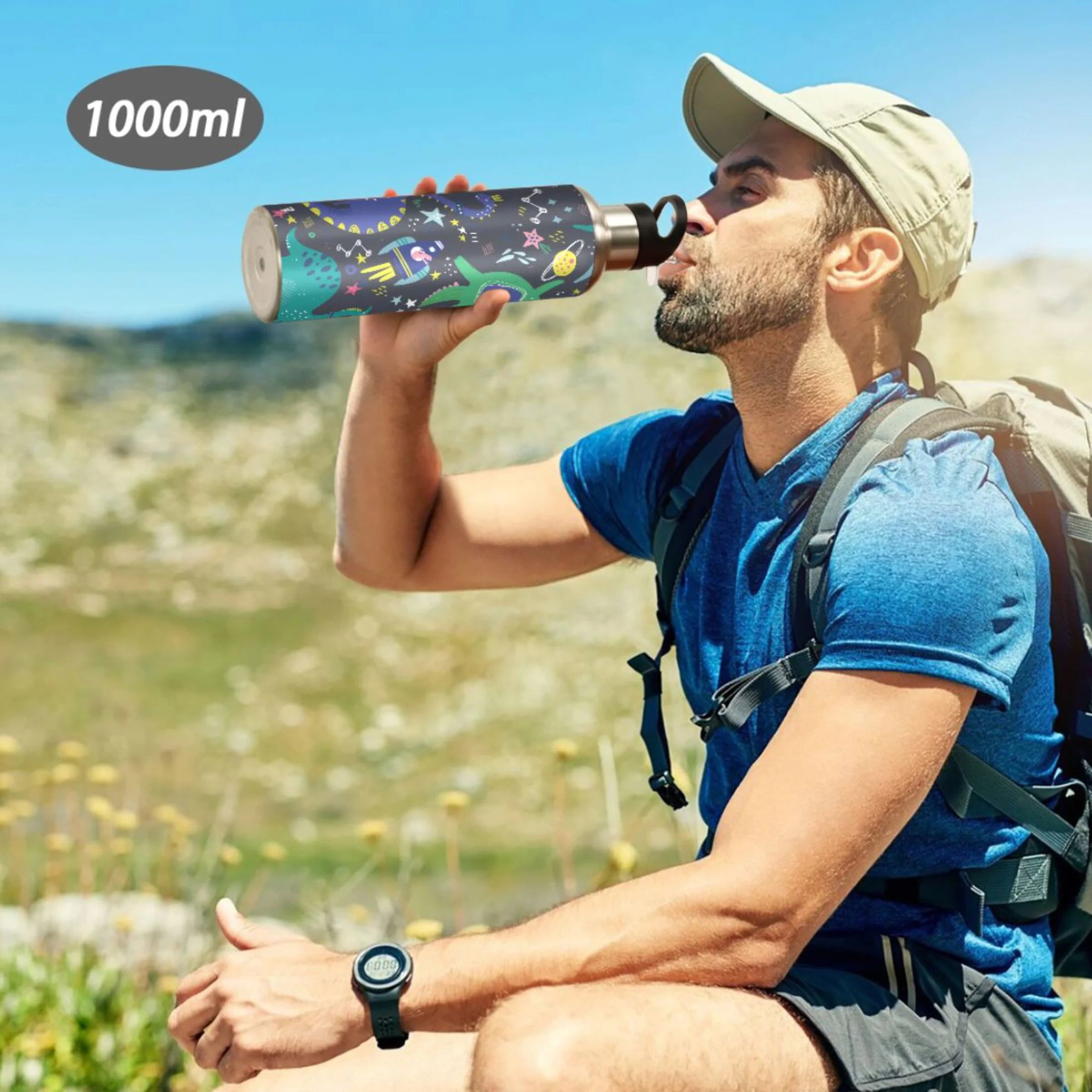 Stainless Steel Insulated Thermos Vacuum Flask Water Bottle with Straw Lid F195683