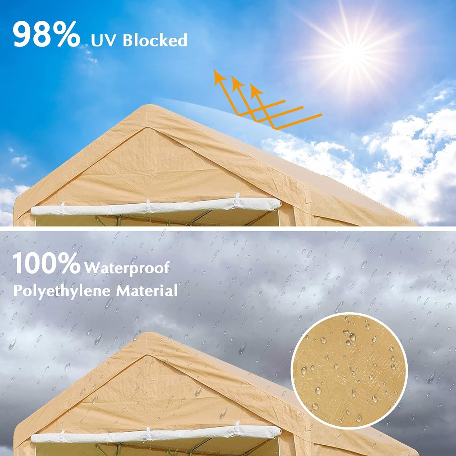 Heavy Duty Carport with Removable Sidewalls & Doors, Rolling Curtain and Doors W524839