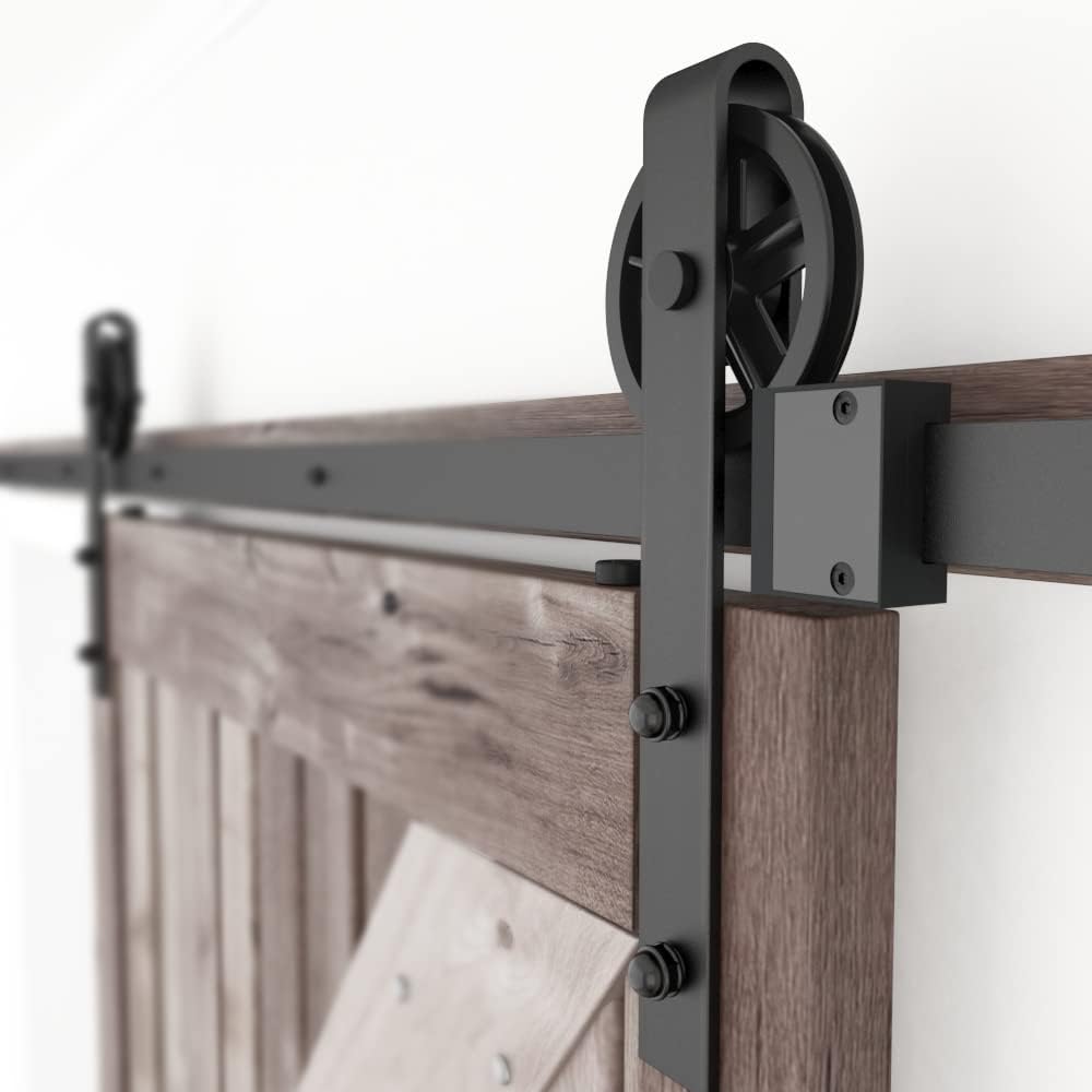 6FT Sliding Barn Door Hardware Track Kit Black Pack of 2 A176090