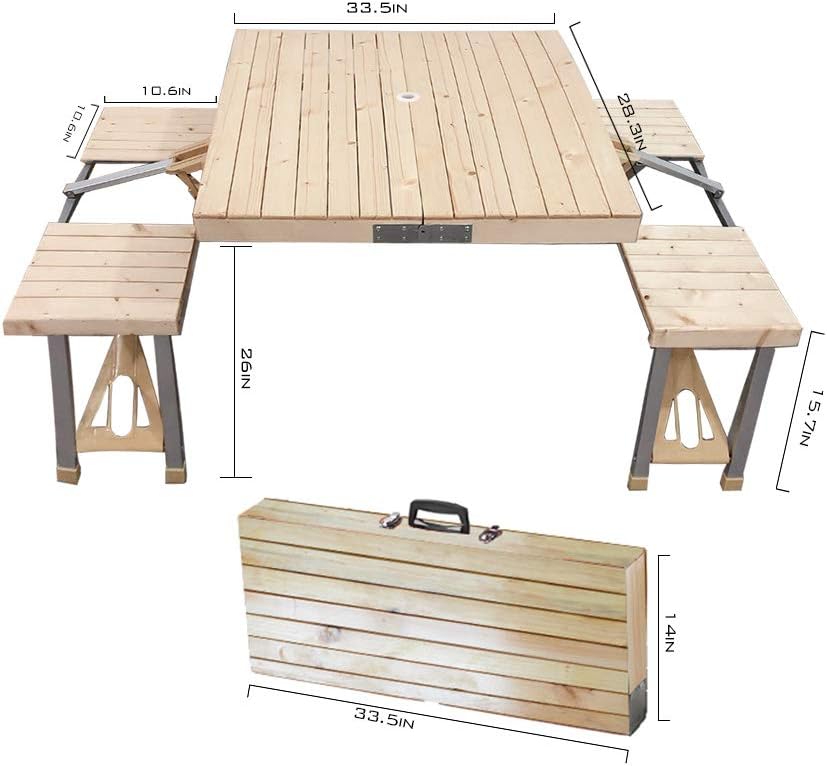 Folding Table and Chairs Set with 4 Seats Wooden O32525