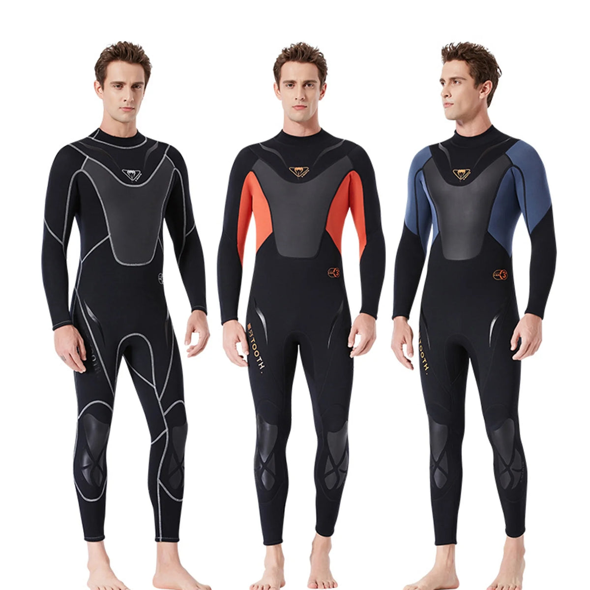 3mm Neoprene Full-body Wetsuit with Back Zipper X4134