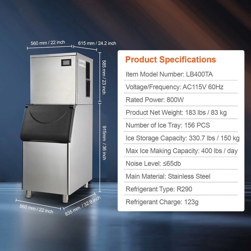 Commercial Ice Maker with 30.7 lb Storage Container X80711