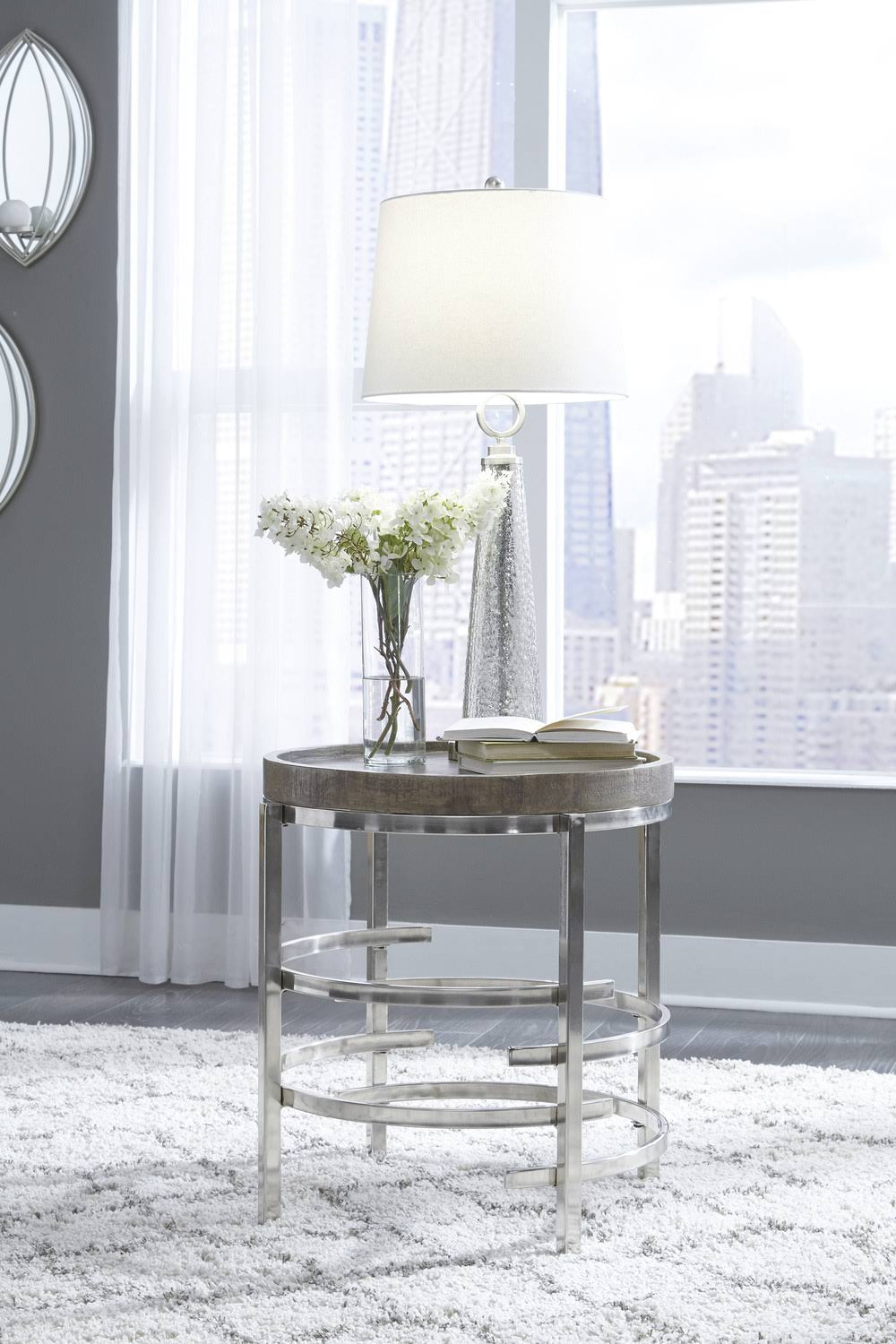 Gray Round End Table F6432