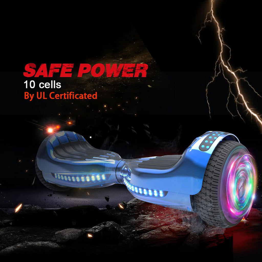 Chrome Blue Self Balancing Electric Scooter with Bluetooth Speaker K3932