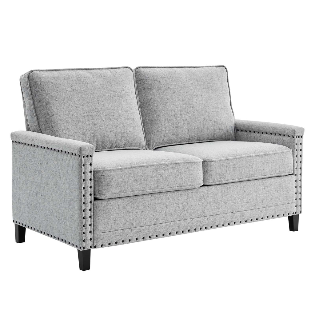 Light Gray Upholstered Fabric Loveseat C916