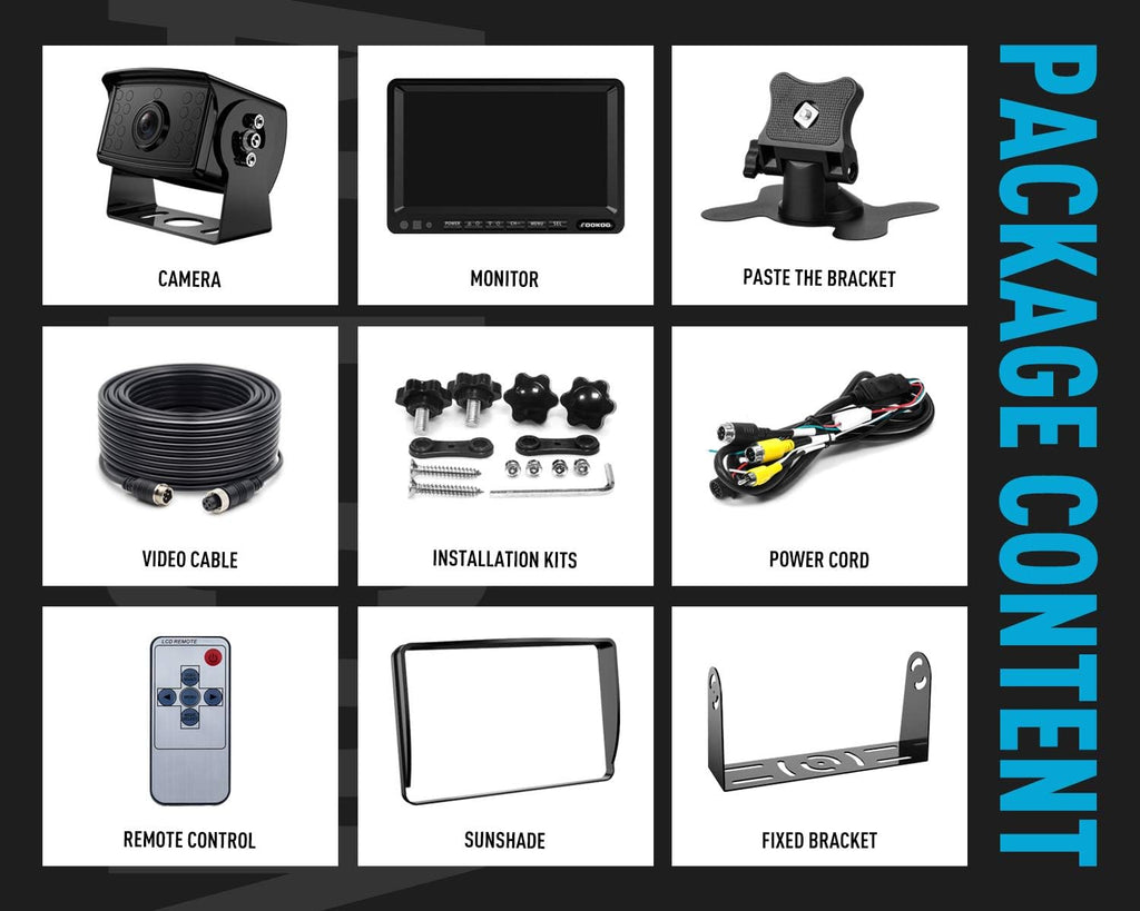 HD Backup Camera System Kit, 7" 1080P Reversing Monitor, IP69 Waterproof Rear View Camera G332