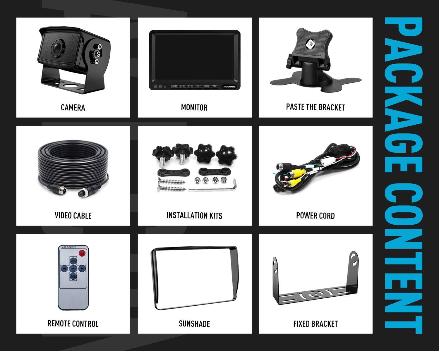 HD Backup Camera System Kit, 7" 1080P Reversing Monitor, IP69 Waterproof Rear View Camera G332