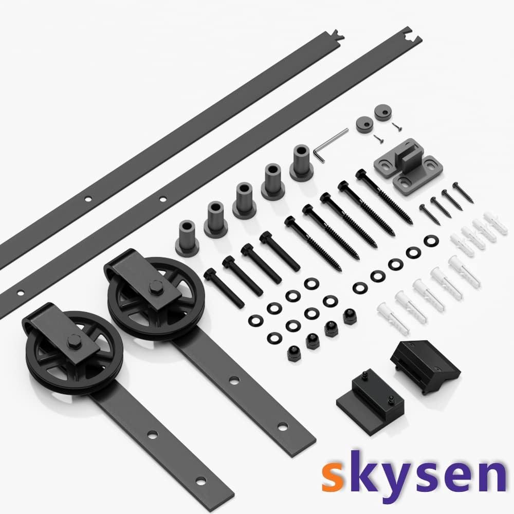 6FT Sliding Barn Door Hardware Track Kit Black Pack of 2 A176090
