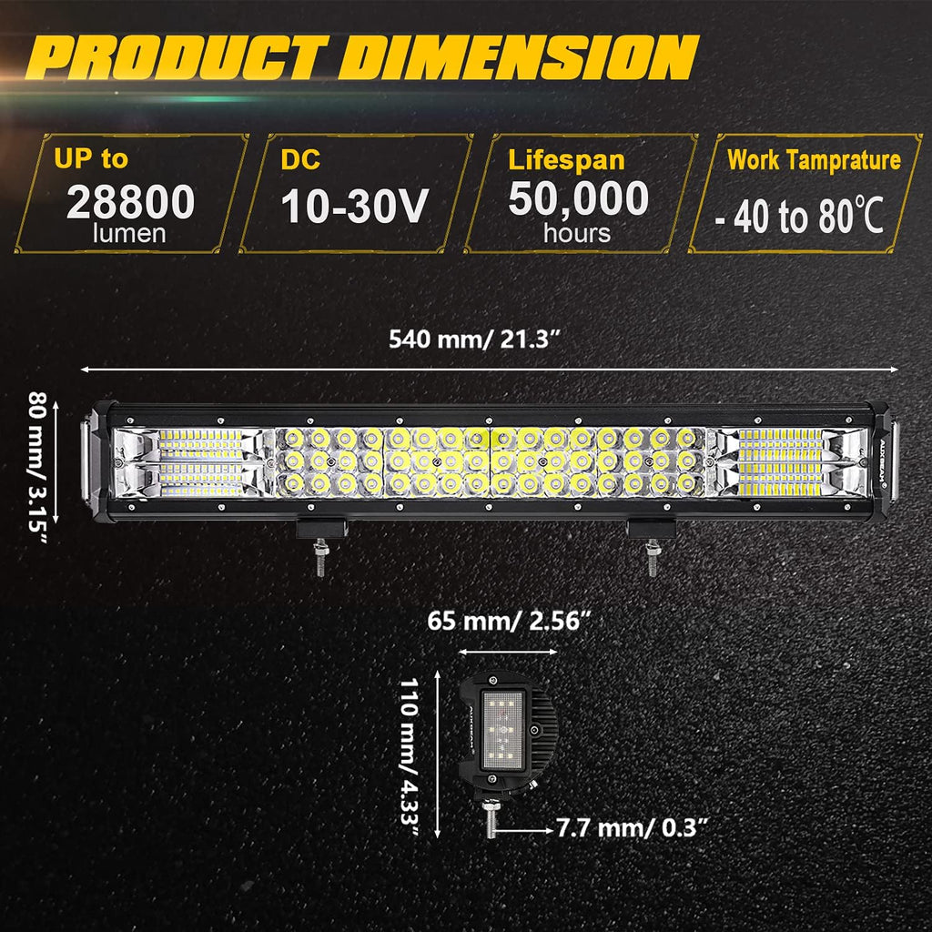 32inch Triple Row LED Light Bar Spot Flood Combo Offroad Light Q20703