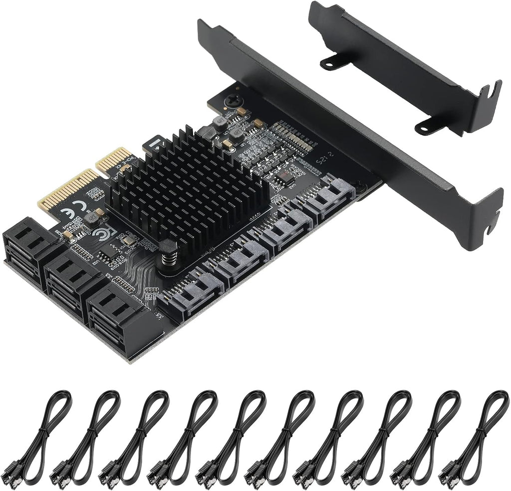 4X PCIE 8 SATA Card with 8 SATA Cables, PCIE to SATA 3.0 6 Gbps Controller, Pack of 2 I41294