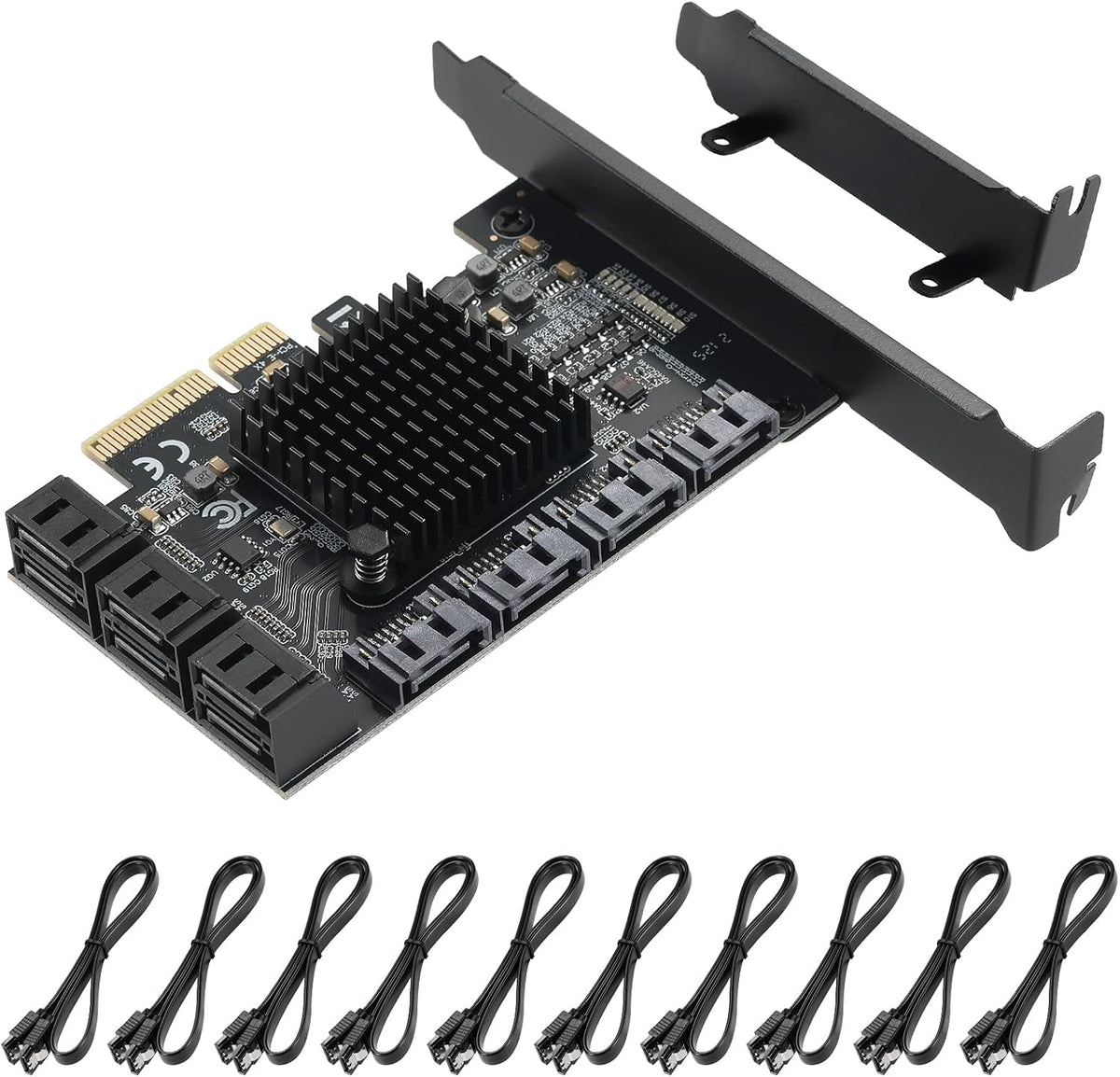 4X PCIE 8 SATA Card with 8 SATA Cables, PCIE to SATA 3.0 6 Gbps Controller, Pack of 2 I41294