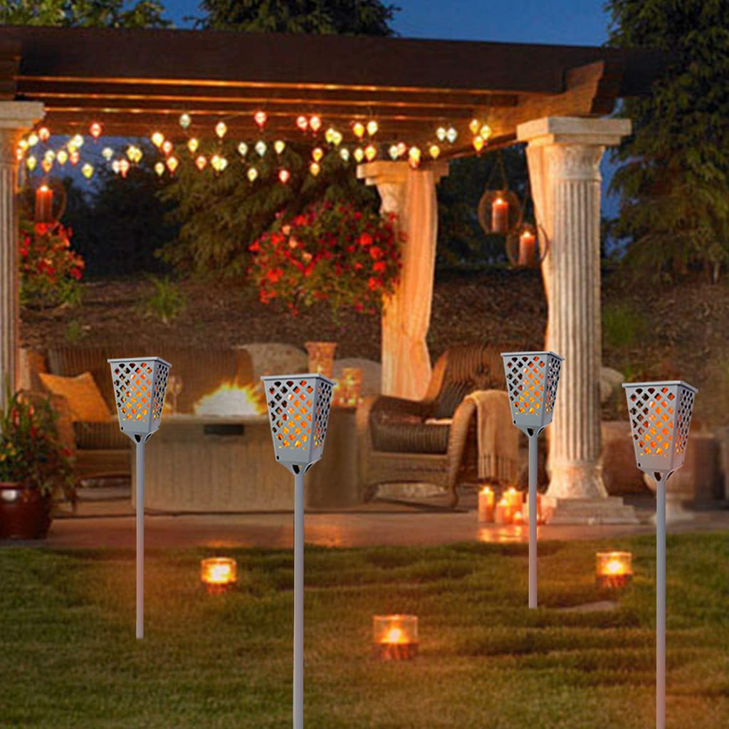 Grey Solar Torch Lights with Flickering Flame, 96 LED Waterproof G311