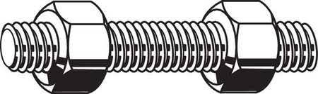 Threaded Stud, plain, 1-1/4-8X14-3/4, pk6 J711626