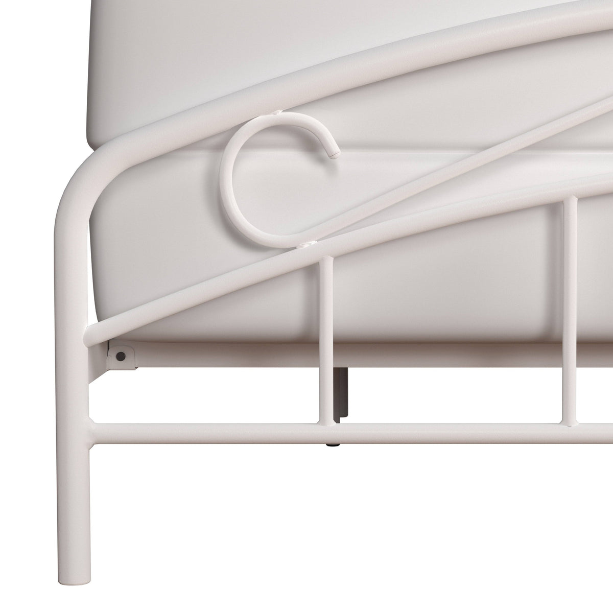 Metal Full Bed with Arched Scroll Textured White C373172